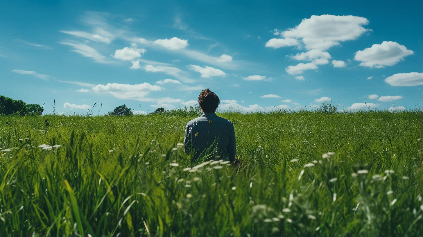 Person sitting on a grassland considering therapy for complex PTSD in Seattle.